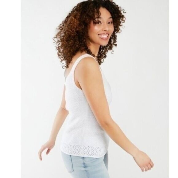 NWT KISMET Penny Knit Scoop Neck Light  Knitted Tank Top White Sz S - Picture 2 of 10